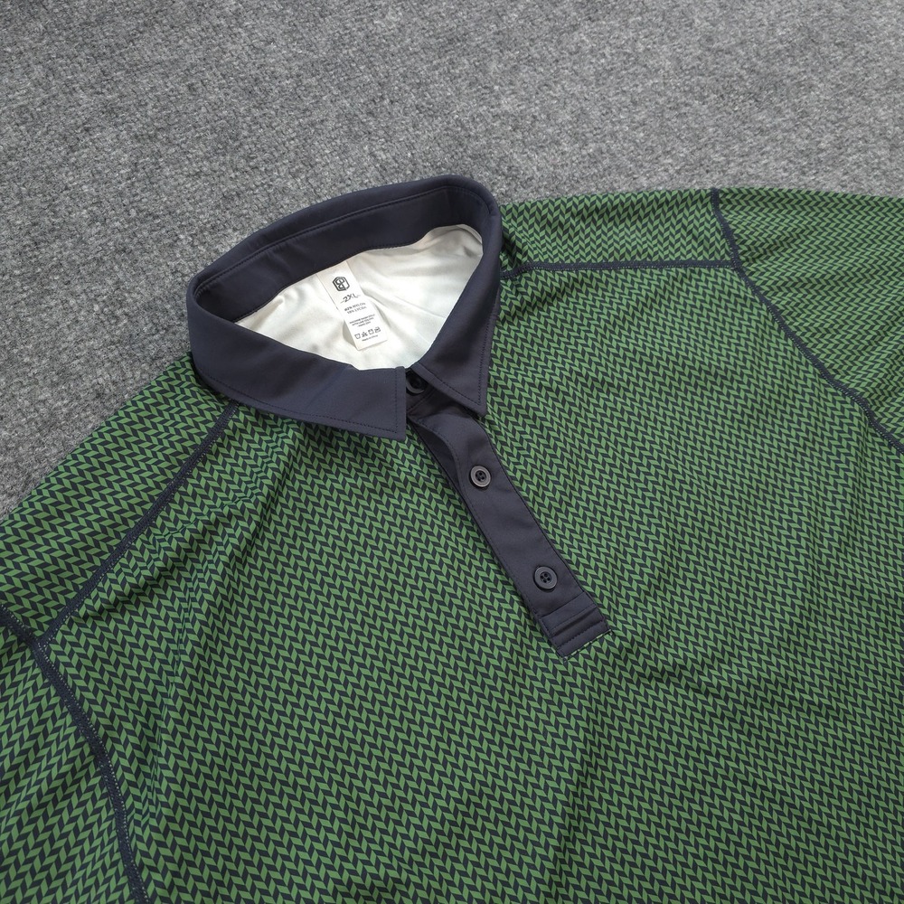 Born Primitive Polo Shirt Mens 2XL Green Tek Chevron Print Performance Golf